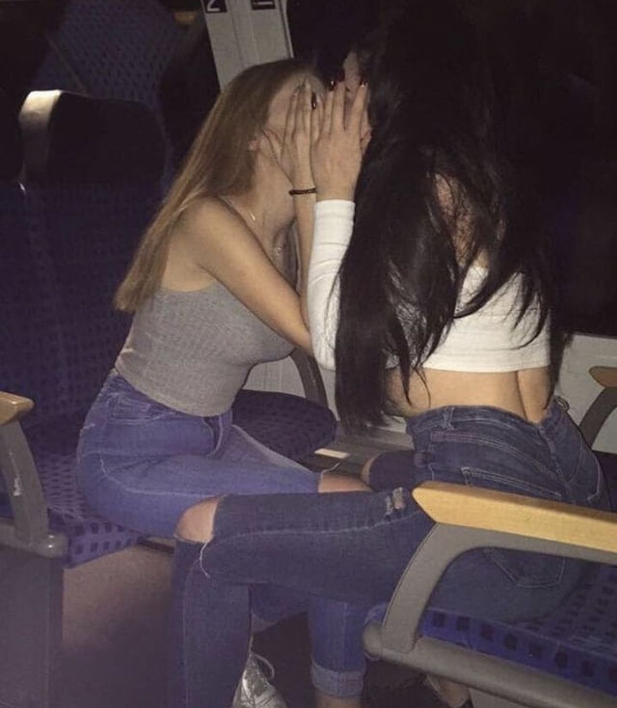 Lesbian grabbing girls ass