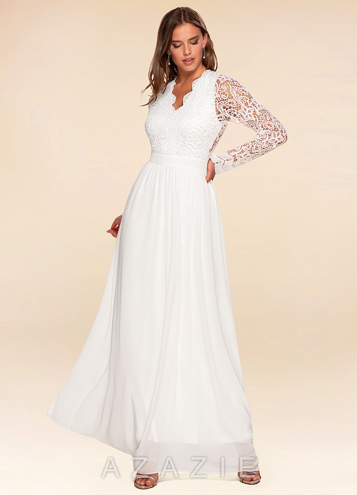 White long sleeve maxi dress
