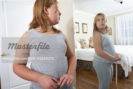 Blonde fat belly girl