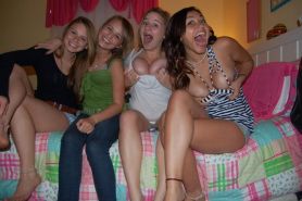 Drunk college girls flashing boobs