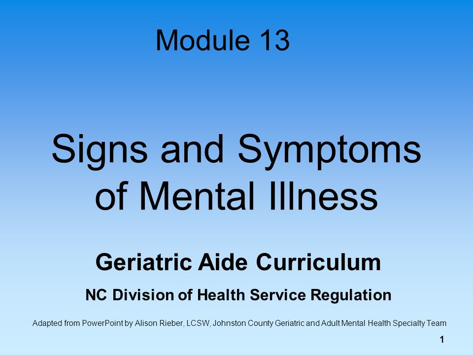 Symptoms mental disorders adults