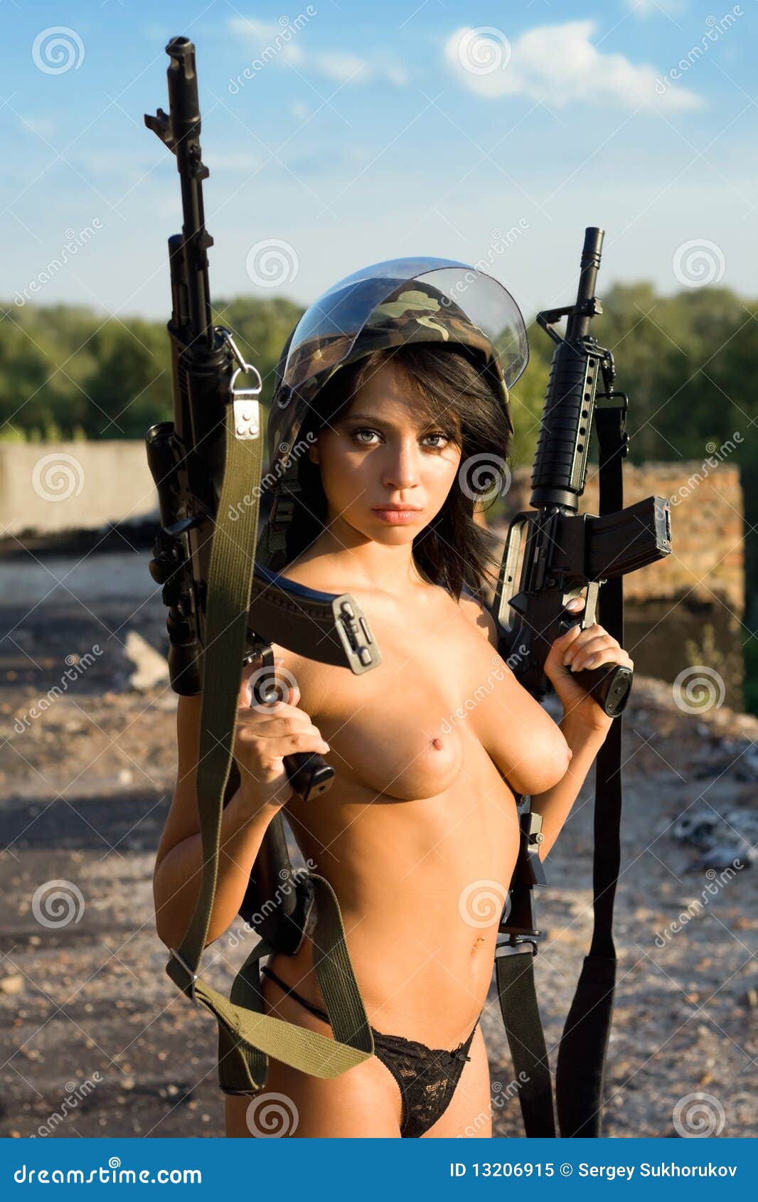 Nude women and guns