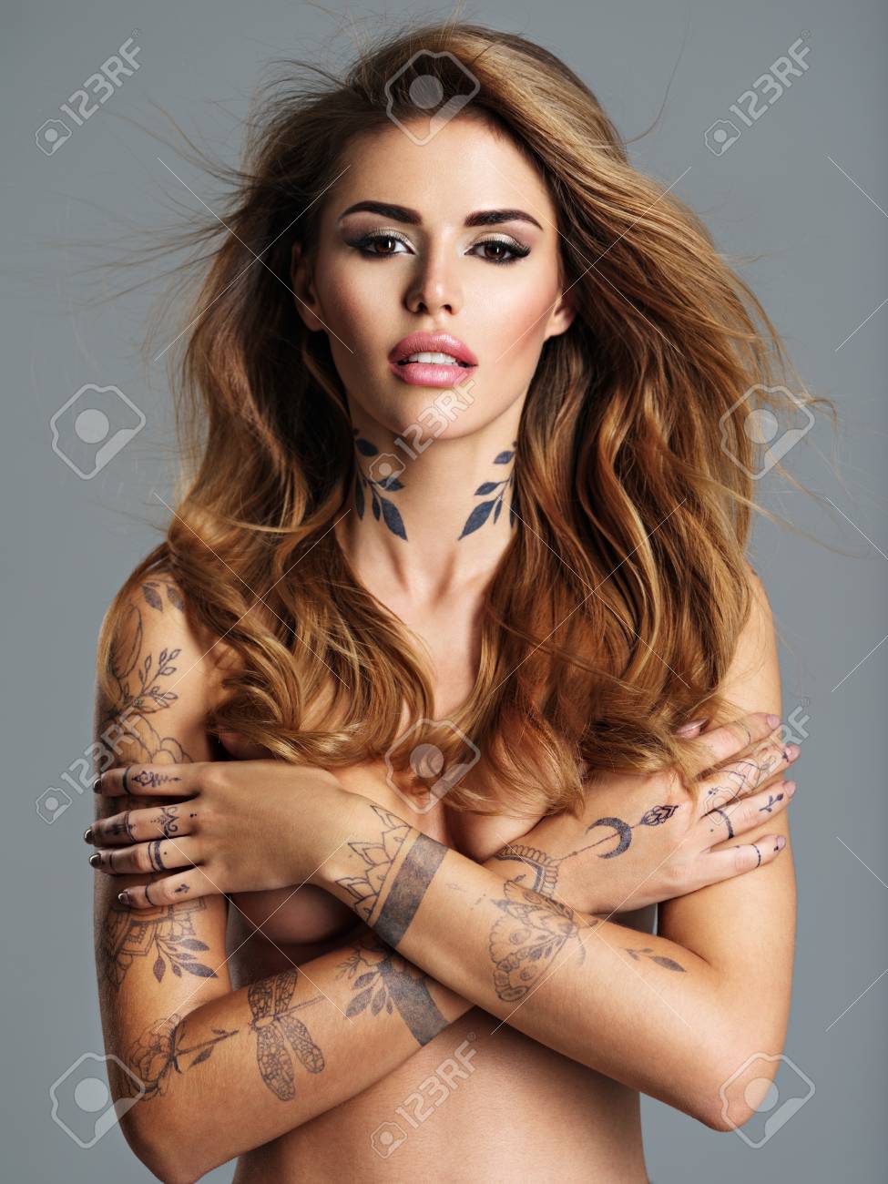 Sexy woman full body tattoos
