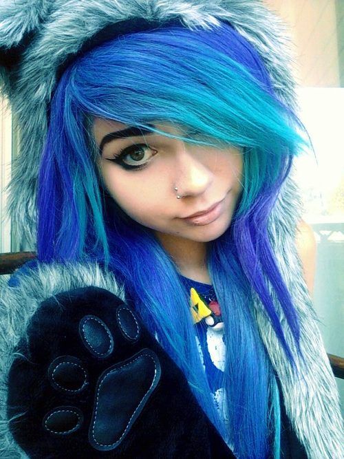 Sexy girls with blue hair