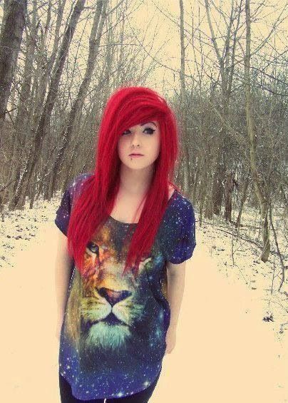 Cute scene girl with red hair