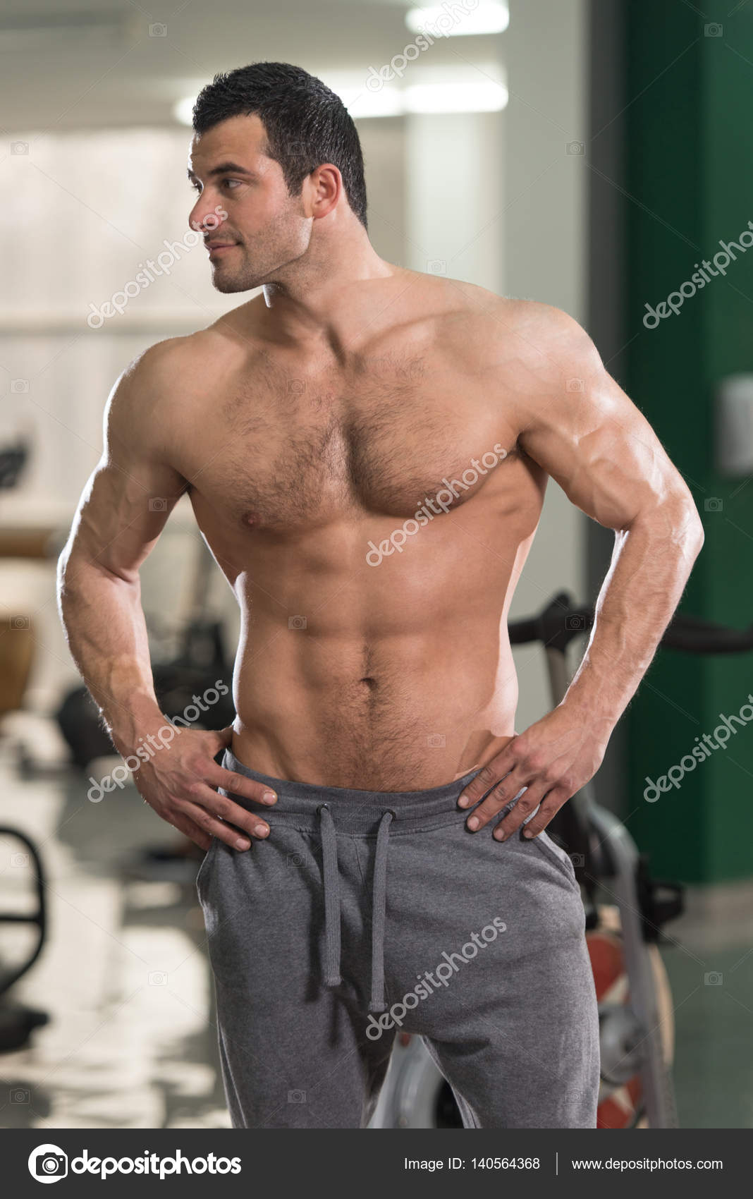 Free muscles hairy chest