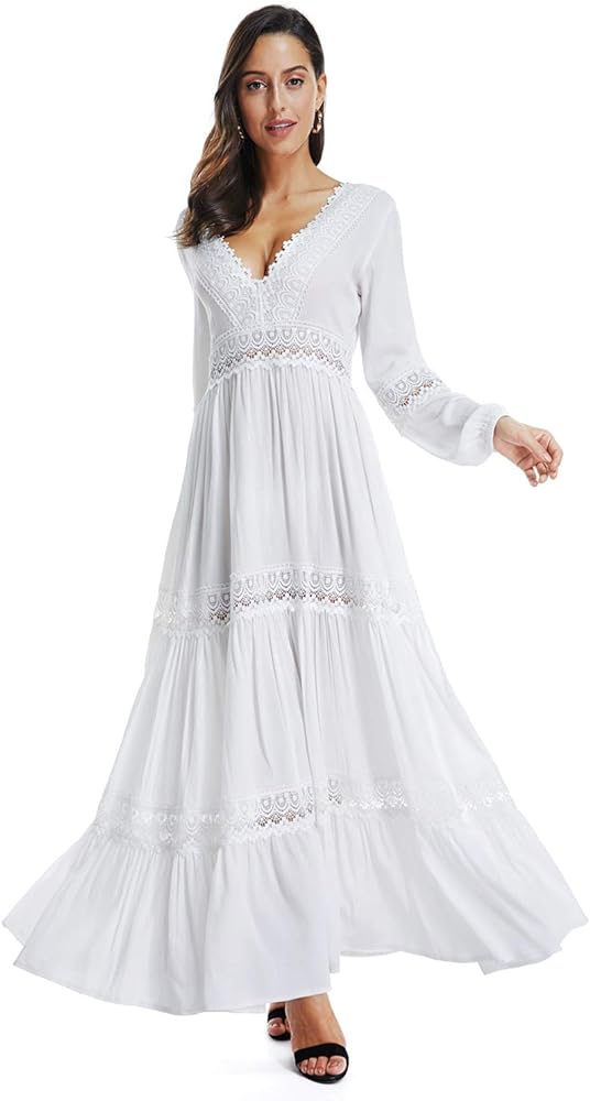 White long sleeve maxi dress