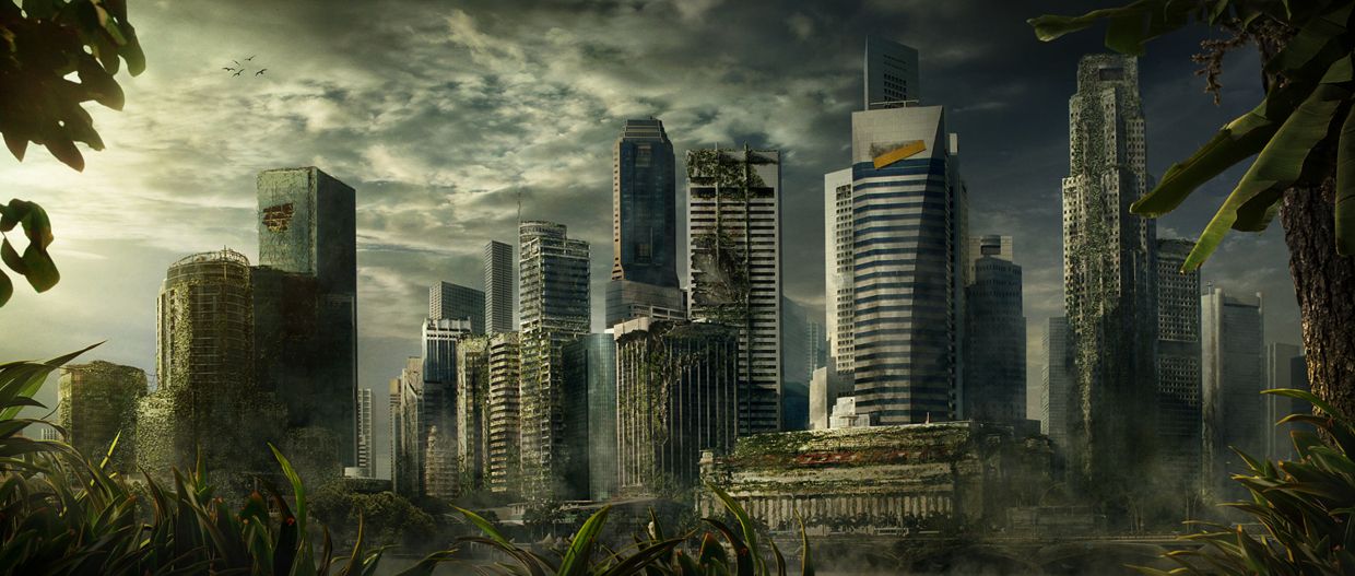 Post apocalyptic destroyed city