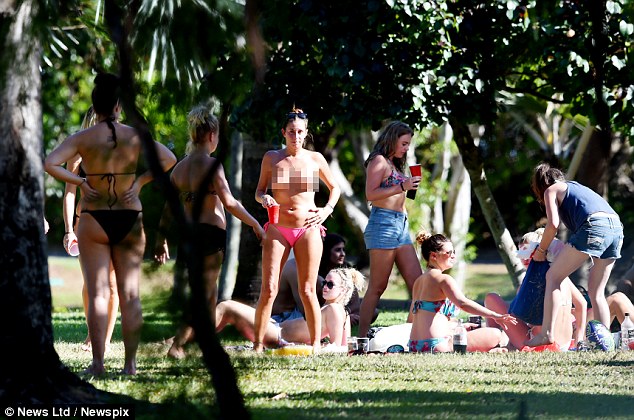 Nude sunbathing public park
