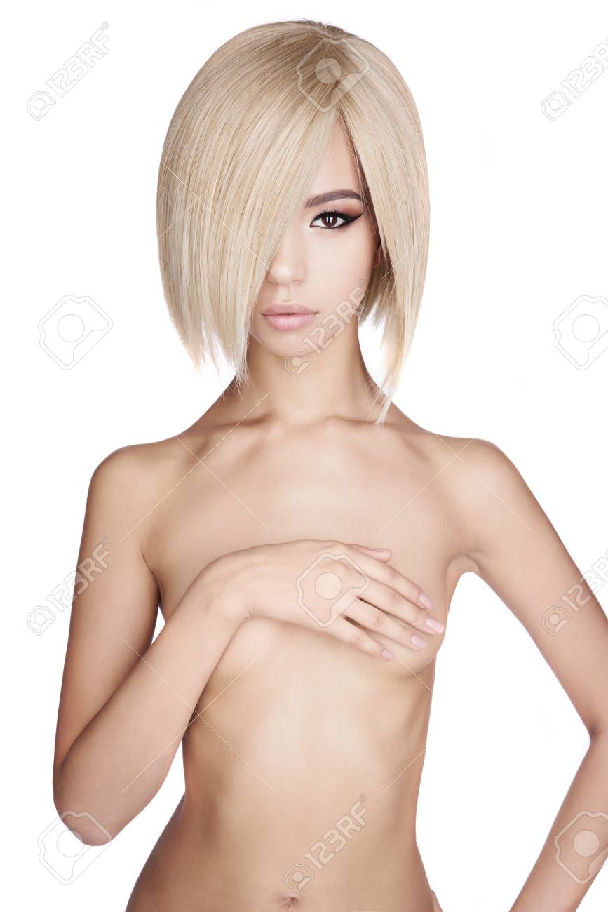Tan blonde nude short hair
