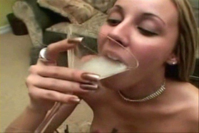 Girls drinking cum from glasses