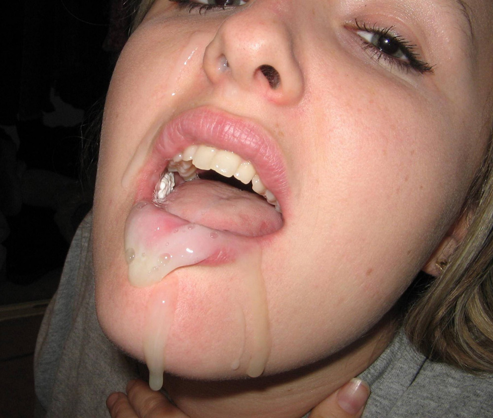 Girl with mouth full of cum