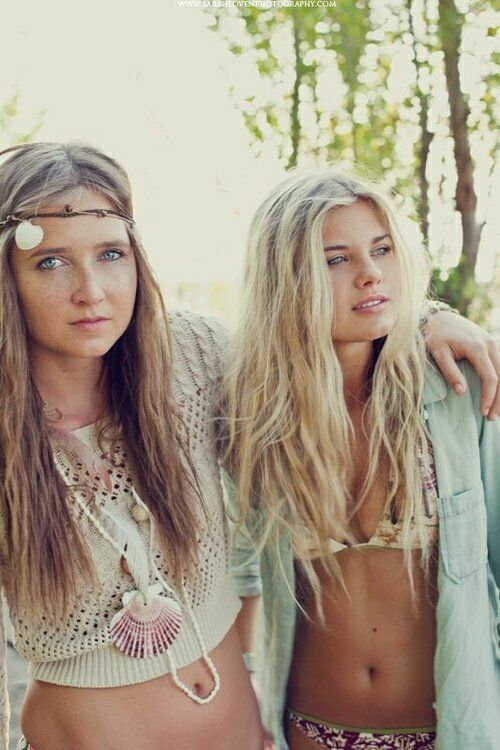 Beautiful blonde hippie girls