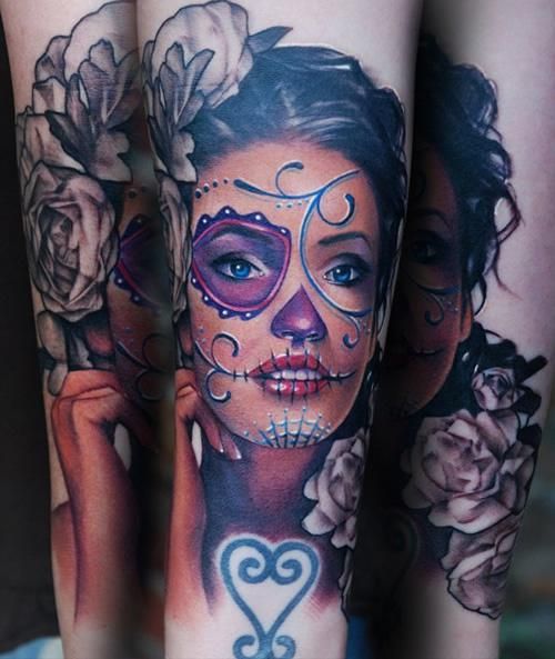 Sexy sugar skull girl tattoo designs
