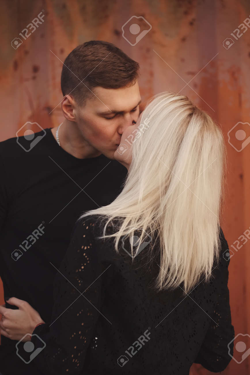 Beautiful blonde teens kiss