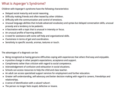 Aspergers syndrome in adult