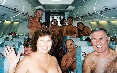 Nude flight attendant on plane