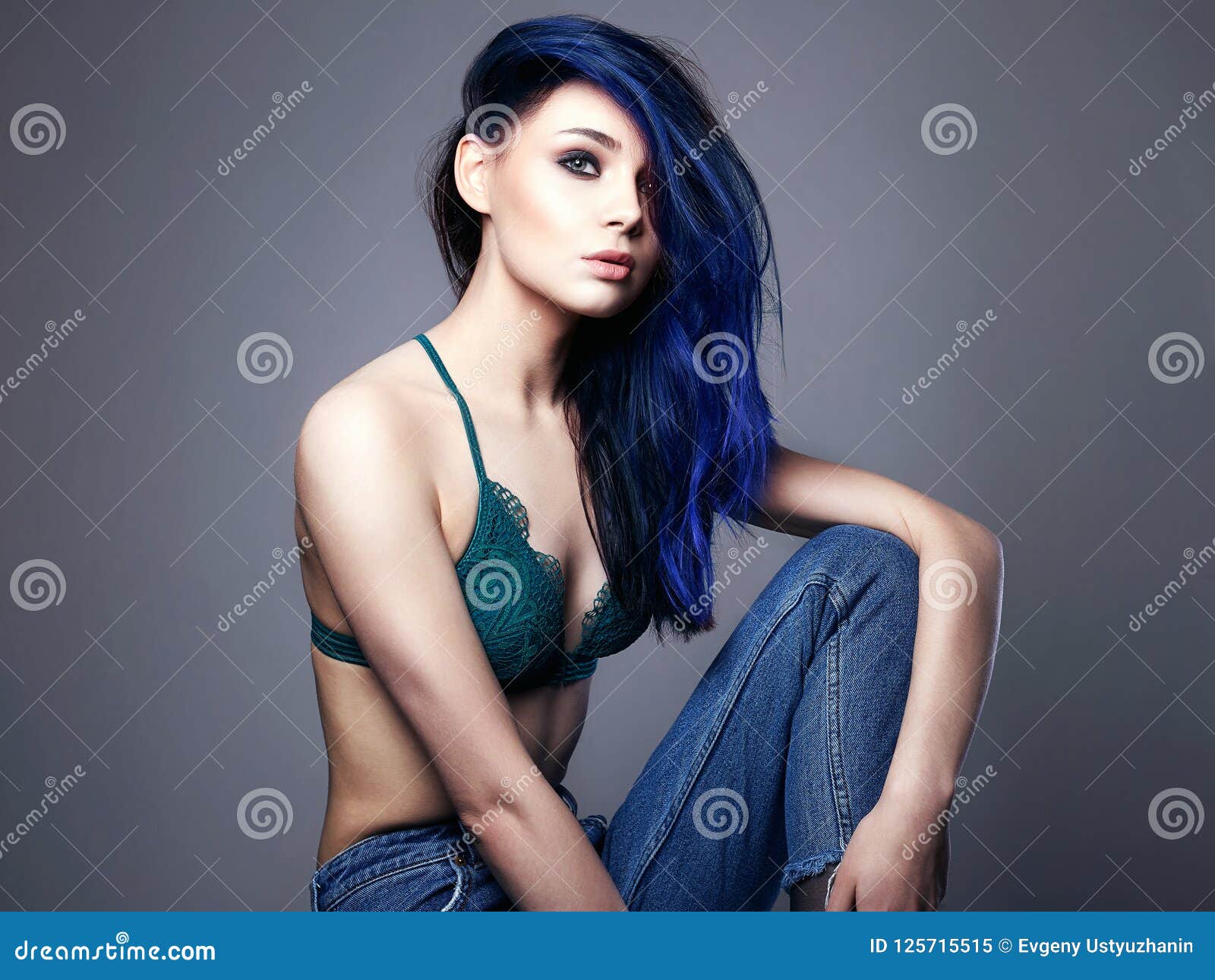 Sexy girls with blue hair