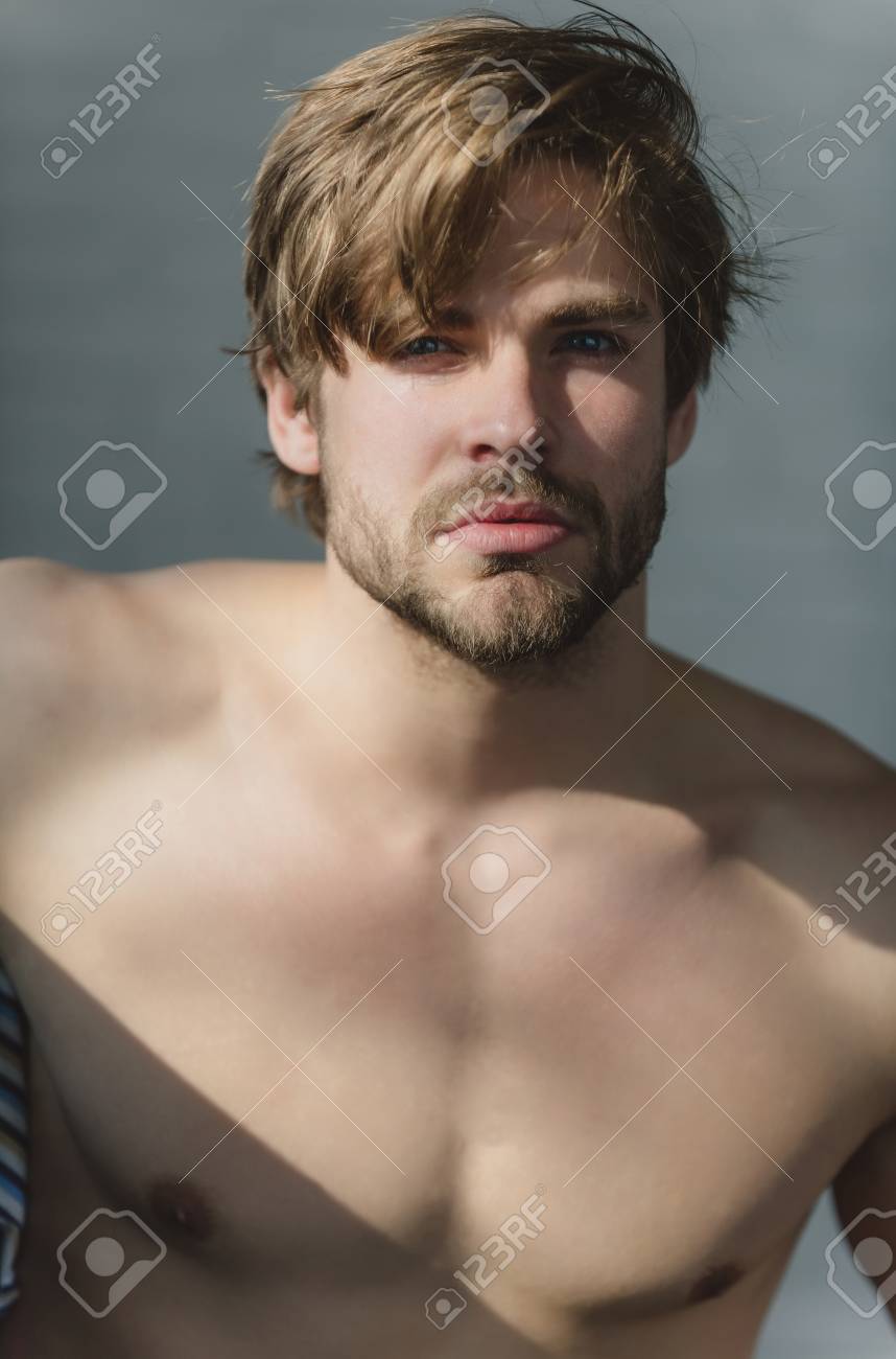 Naked blonde man with beard