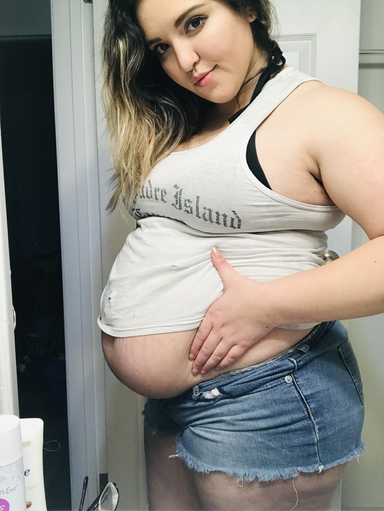 Hot girl fat belly