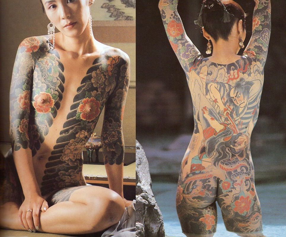 Naked women with full body tattoos
