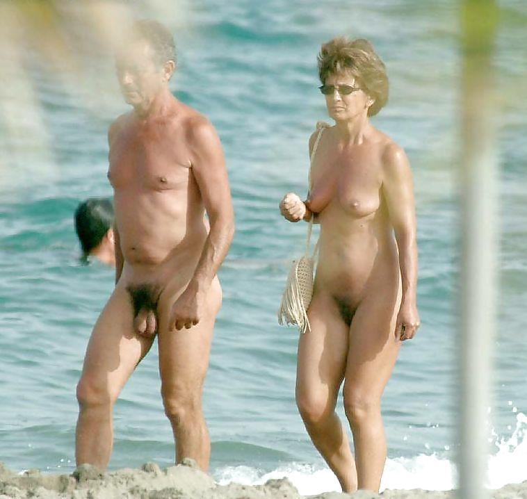 Hairy nude beach couple