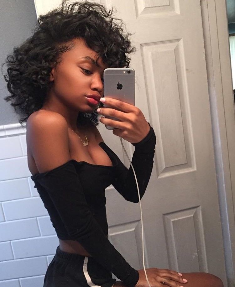 Tiny black teen girl selfie