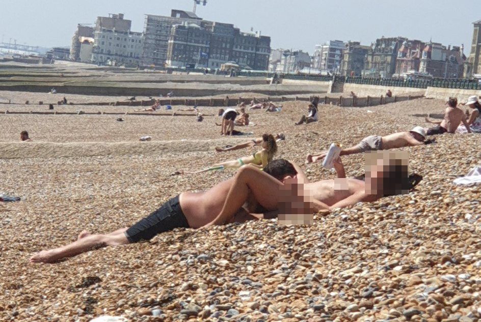 Naked families on the beach