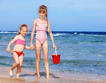 Pretty young girls on the beach