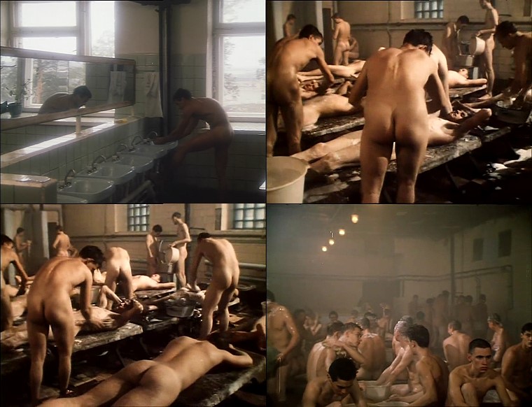 Nude group shower movie scene