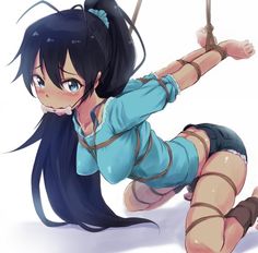 Long black hair anime bondage